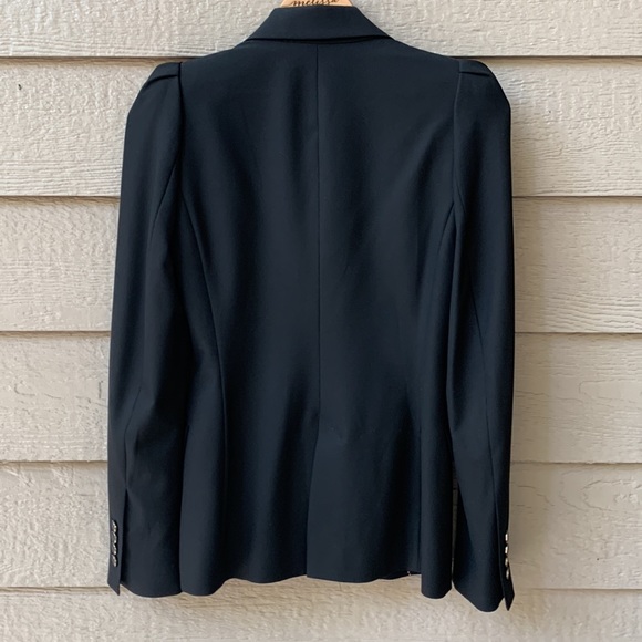 Zara Black Blazer Feminine Ruched Shoulder One Button - Picture 7 of 7